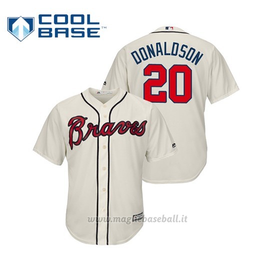 Maglia Baseball Uomo Atlanta Braves Josh Donaldson Cool Base Official Alternato Crema
